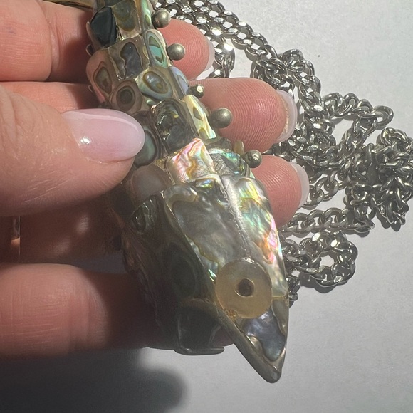 Vintage Abalone Articulated Fish Bottle Opener Mexican Silver - Picture 6 of 15